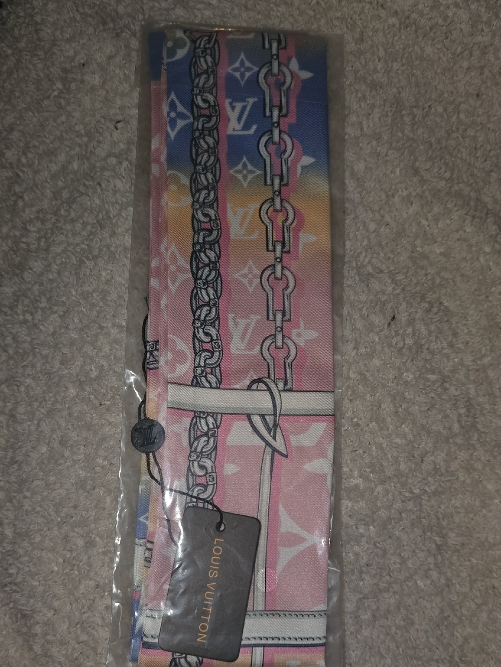 Pink Blue Gradient Monogram Silk Bandeau - Picture 4 of 7